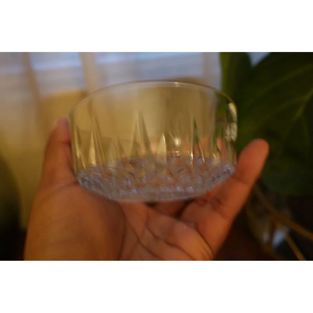 Arcoroc France Diamond Cut Glass Ashtray Trinket Trifle Dish‎ Bowl